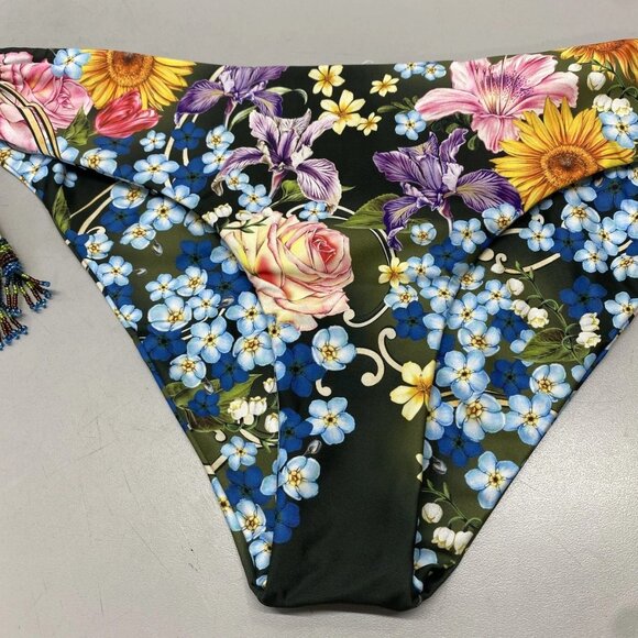 NEW AQUA BENDITA  Eda Side Tassel Bikini Bottom Blue/Green Floral Size 3XL - Picture 10 of 13
